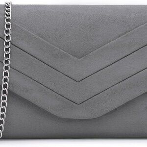 Evening Bag for Women, Suede Envelope Evening Purses Crossbody Shoulder Clutch B